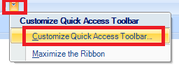 Customise Quick Access Toolbar