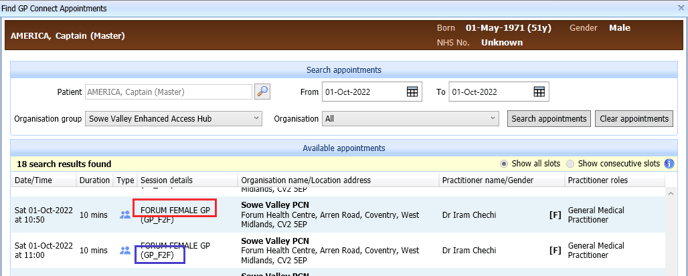 GP Connect Appointments